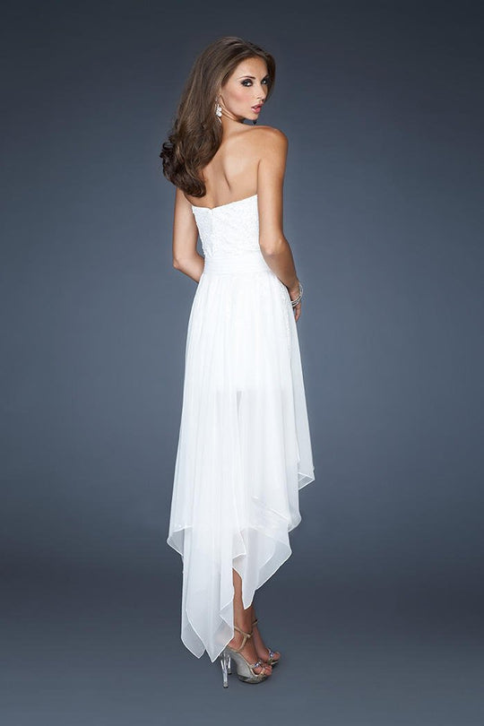 GiGi - 18970 Bedazzled Dress With Detachable High Low Skirt In White