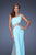 GiGi - 19867 One Shoulder Strap Sheer Embellished Gown In Aqua