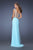 GiGi - 19867 One Shoulder Strap Sheer Embellished Gown In Aqua