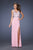 GiGi - 20020 Beaded V Neck Slit Evening Gown In Pink