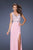 GiGi - 20020 Beaded V Neck Slit Evening Gown In Pink