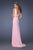 GiGi - 20020 Beaded V Neck Slit Evening Gown In Pink