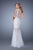 GiGi - 21327 Bateau Neck Embellished Mermaid Gown In White and Neutral