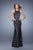 GiGi - 21426 Bejeweled Lace Sheath Evening Gown In Black