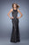 GiGi - 21426 Bejeweled Lace Sheath Evening Gown In Black