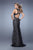 GiGi - 21426 Bejeweled Lace Sheath Evening Gown In Black