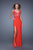 La Femme - 20640 Lace Scoop Jersey Sheath Dress In Red