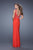 La Femme - 20640 Lace Scoop Jersey Sheath Dress In Red