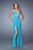 La Femme - 20640 Lace Scoop Jersey Sheath Dress In Blue