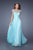 La Femme - 20739 Embellished Illusion Jewel A-line Dress in Blue