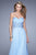 La Femme - 20815 Beaded Lace Sweetheart Chiffon Dress In Blue