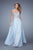 La Femme - Strapless Embroidered Chiffon A-line Dress 20888  in Blue