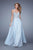 La Femme - 20888 Bead Embroidered Chiffon A-line Dress In Blue