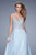 La Femme - 20888 Bead Embroidered Chiffon A-line Dress In Blue