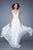 La Femme - 21005 Embroidered Sheer Bateau Chiffon Dress In White