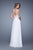 La Femme - 21005 Embroidered Sheer Bateau Chiffon Dress In White