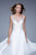 La Femme - 21005 Embroidered Sheer Bateau Chiffon Dress In White