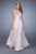 La Femme - 21005 Embroidered Sheer Bateau Chiffon Dress In Pink