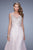 La Femme - 21005 Embroidered Sheer Bateau Chiffon Dress In Pink