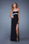 La Femme - 21031 Strapless Contrasting Slit Evening Gown  In Black and White