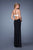 La Femme - 21031 Strapless Contrasting Slit Evening Gown  In Black and White