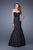 La Femme - 21046 Twisted Sweetheart Lace Mermaid Dress in Black