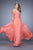 La Femme - 21079 Classy Corset Style Strapless Sweetheart Gown In Hot Coral
