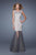 La Femme - 21100 Embroidered Scoop Mermaid Dress in Gray and Neutral
