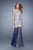 La Femme - 21100 Embroidered Scoop Mermaid Dress in Blue and Neutral