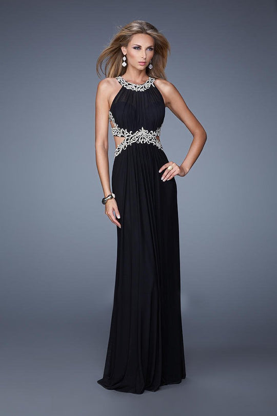 La Femme - 21101 Stunning Illusion Cutout Evening Dress In Black