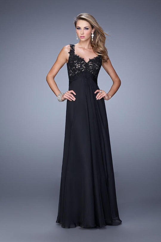 La Femme - 21166 Embellished Empire Chiffon Gown in Black