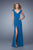 La Femme - 21169 Cap Sleeve Jersey Sheath Gown in Blue and Green