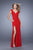 La Femme - 21169 Cap Sleeve Jersey Sheath Gown in Red