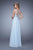 La Femme - 21182 Embroidered Illusion Bateau Chiffon Dress In Blue