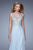 La Femme - 21182 Embroidered Illusion Bateau Chiffon Dress In Blue
