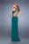 La Femme - 21190 Geometric Illusion Panel Gown in Green
