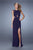 La Femme - 21191 Sheer Lace Inlay Sheath Gown in Purple