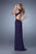 La Femme - 21191 Sheer Lace Inlay Sheath Gown in Purple