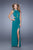 La Femme - 21191 Sheer Lace Inlay Sheath Gown in Green