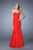 La Femme - 21203 Strapless Crystal Studded Sheer Back Mermaid Gown In Red