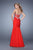 La Femme - 21203 Strapless Crystal Studded Sheer Back Mermaid Gown In Red