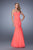 La Femme - 21203 Strapless Crystal Studded Sheer Back Mermaid Gown In Pink Grapefruit