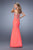 La Femme - 21203 Strapless Crystal Studded Sheer Back Mermaid Gown In Pink Grapefruit
