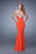 La Femme  - 21204 Metallic Embroidered Sheath Gown in Orange