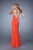 La Femme  - 21204 Metallic Embroidered Sheath Gown in Orange
