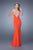 La Femme  - 21204 Metallic Embroidered Sheath Gown in Orange