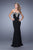 La Femme  - 21204 Metallic Embroidered Sheath Gown in Black