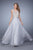 La Femme - 21212 Scallop Embroidered Illusion Gown in Gray