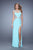 La Femme - 21296 Metallic Embroidered Jersey Dress In Blue and Green