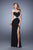 La Femme - 21296 Metallic Embroidered Jersey Dress In Black